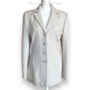 St. John Evening By Marie Gray Milano Stitched Jacket In Alabaster White Size 4